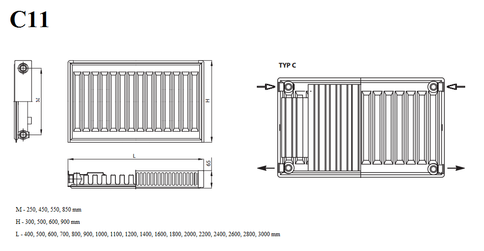 Grzejnik Perfexim Perfekt C11 600x2000 + Uchwyty - EZelazny.pl