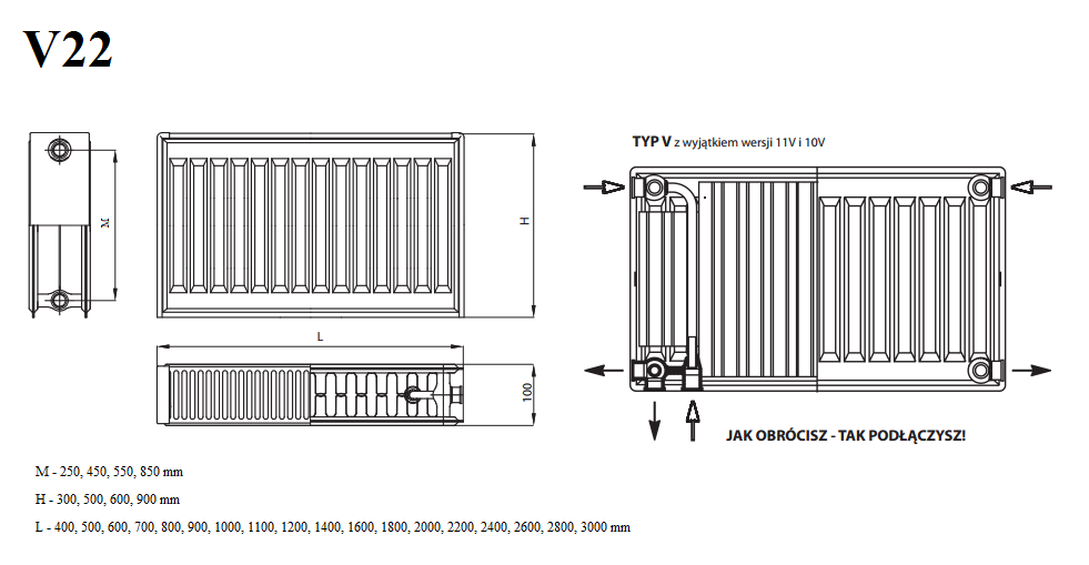 Grzejnik Perfexim Perfekt V22 600x1400 + Uchwyty - EZelazny.pl